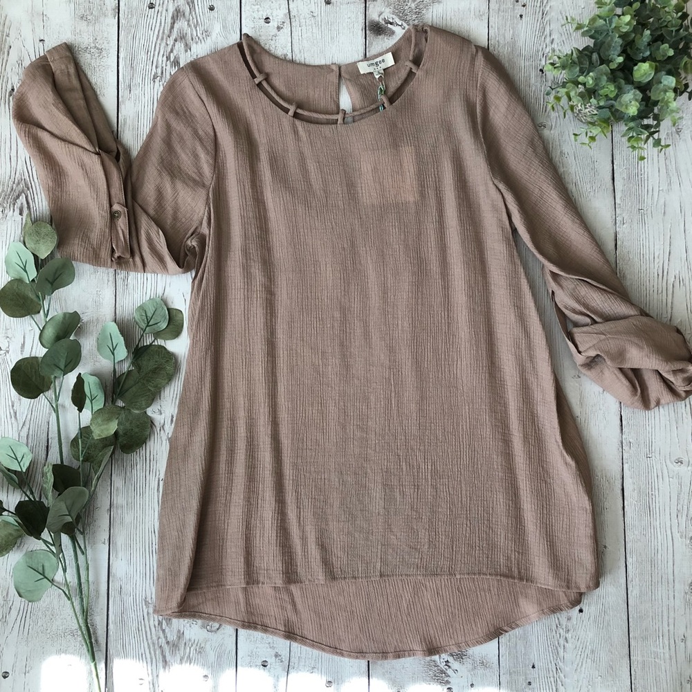 Mocha Blouse with Roll up sleeves